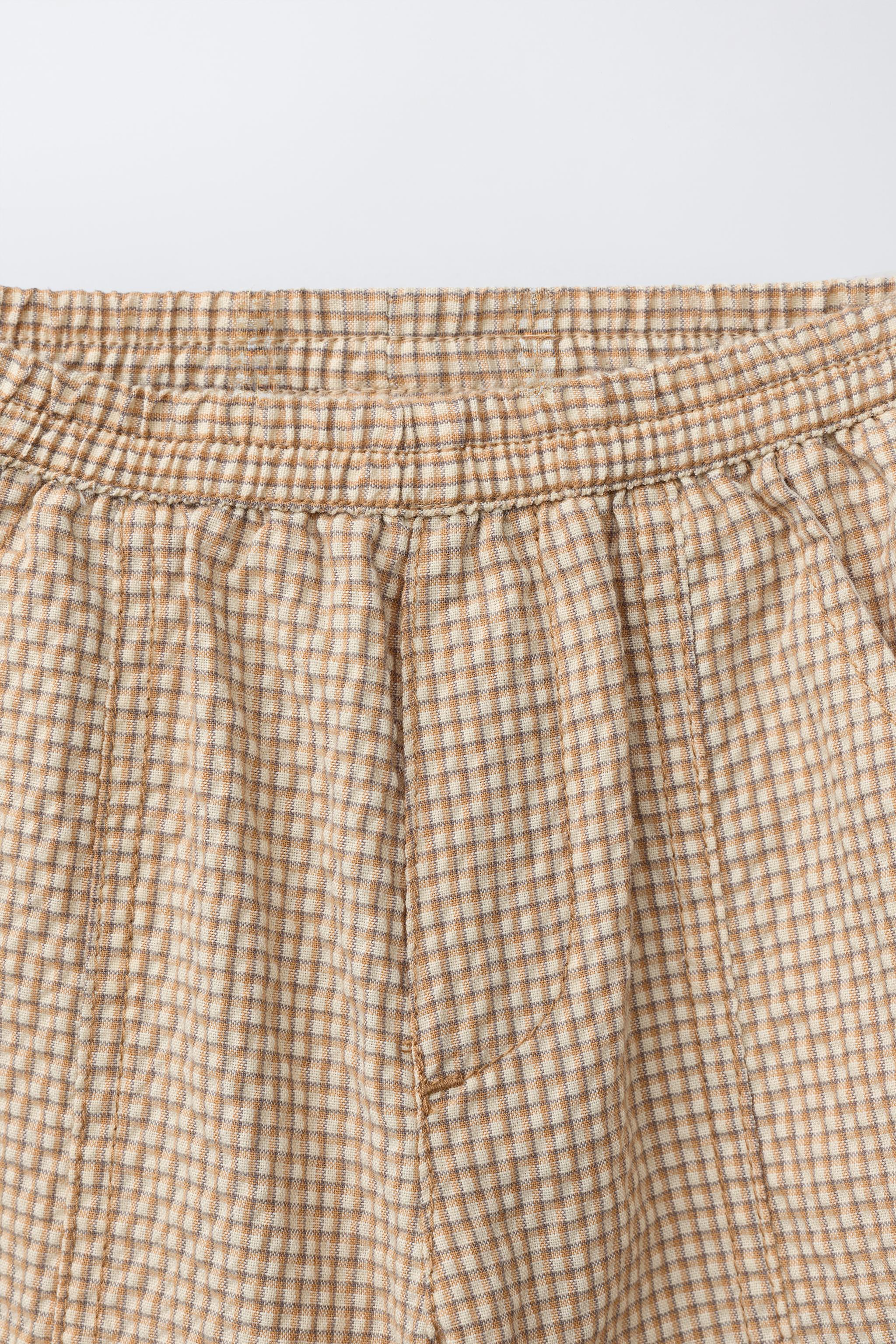 BALLOON SEERSUCKER PLAID PANTS